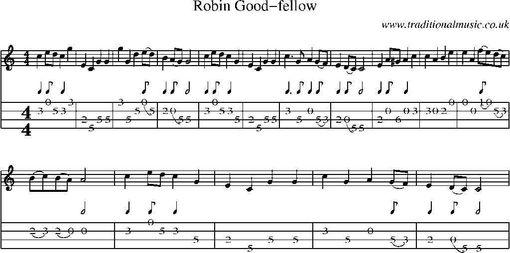 Mandolin Tab and Sheet Music for Robin Good-fellow