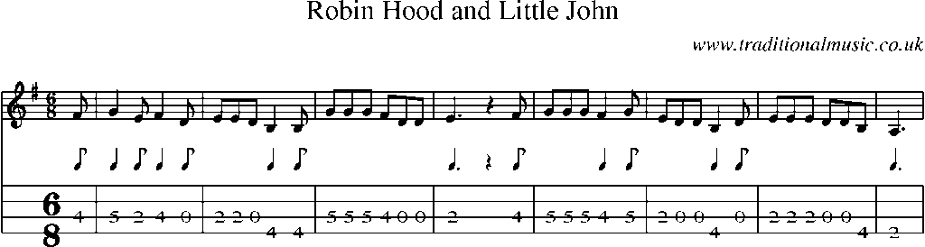 Mandolin Tab and Sheet Music for Robin Hood And Little John