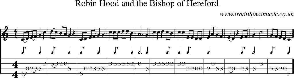 Mandolin Tab and Sheet Music for Robin Hood And The Bishop Of Hereford(1)