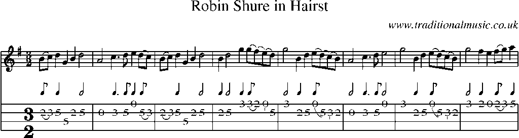 Mandolin Tab and Sheet Music for Robin Shure In Hairst