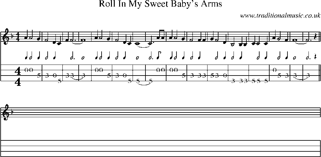 Mandolin Tab and Sheet Music for Roll In My Sweet Baby's Arms