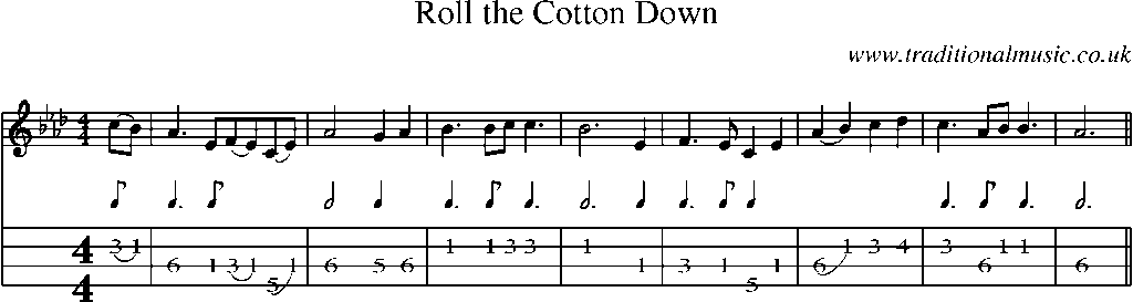 Mandolin Tab and Sheet Music for Roll The Cotton Down(1)