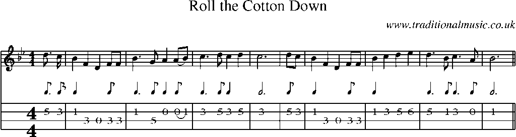 Mandolin Tab and Sheet Music for Roll The Cotton Down