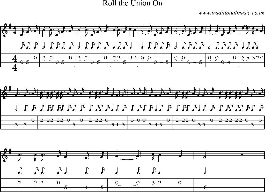 Mandolin Tab and Sheet Music for Roll The Union On