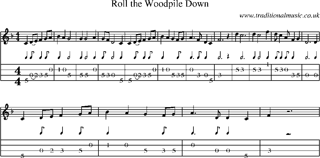 Mandolin Tab and Sheet Music for Roll The Woodpile Down