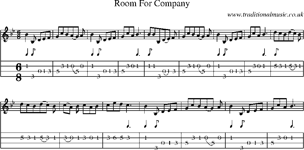 Mandolin Tab and Sheet Music for Room For Company