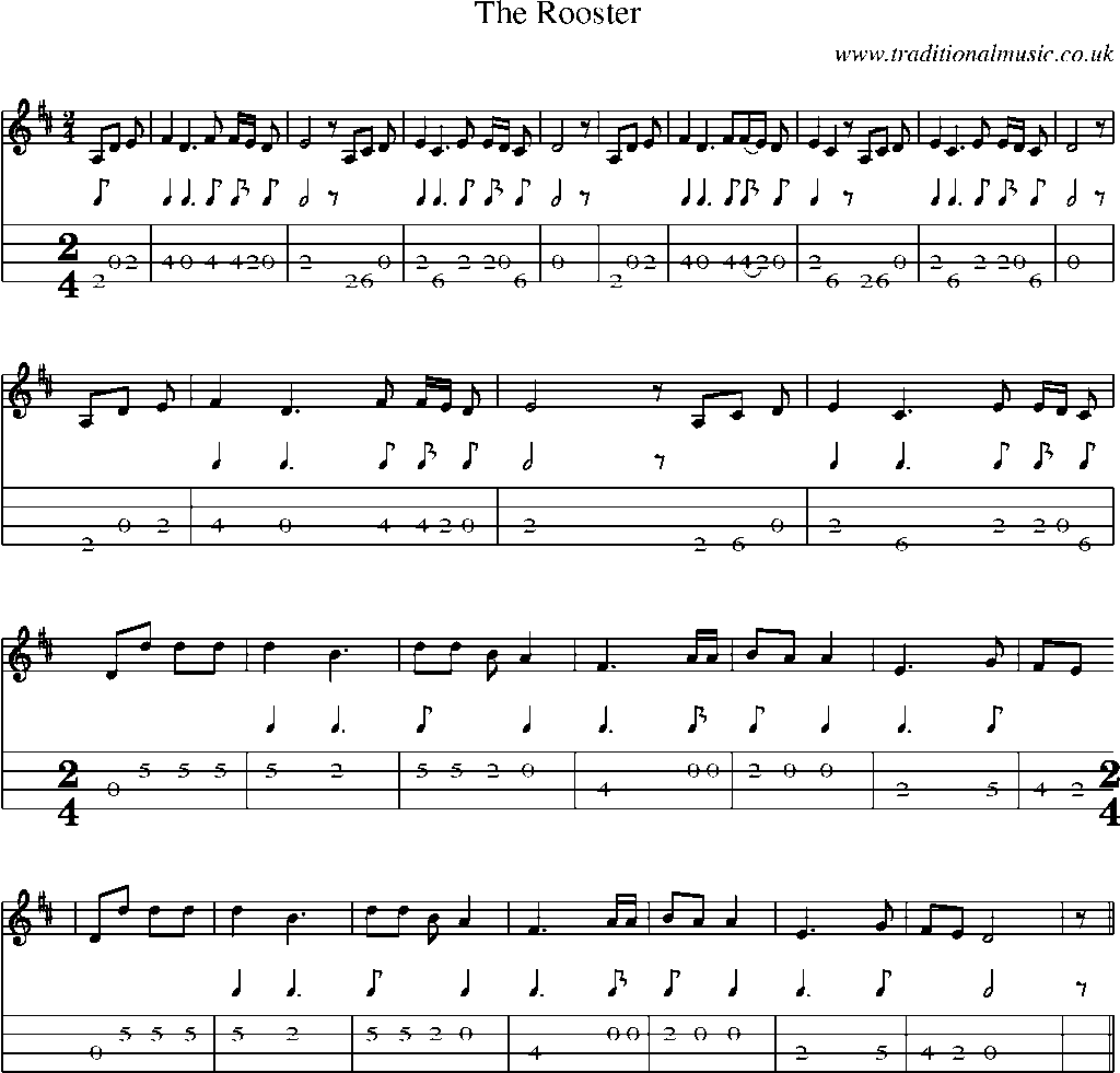 Mandolin Tab and Sheet Music for The Rooster