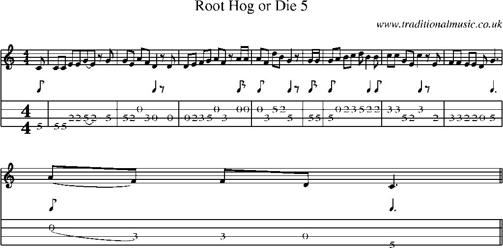 Mandolin Tab and Sheet Music for Root Hog Or Die 5
