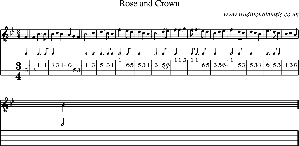 Mandolin Tab and Sheet Music for Rose And Crown