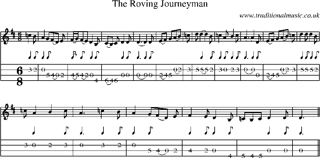 Mandolin Tab and Sheet Music for The Roving Journeyman