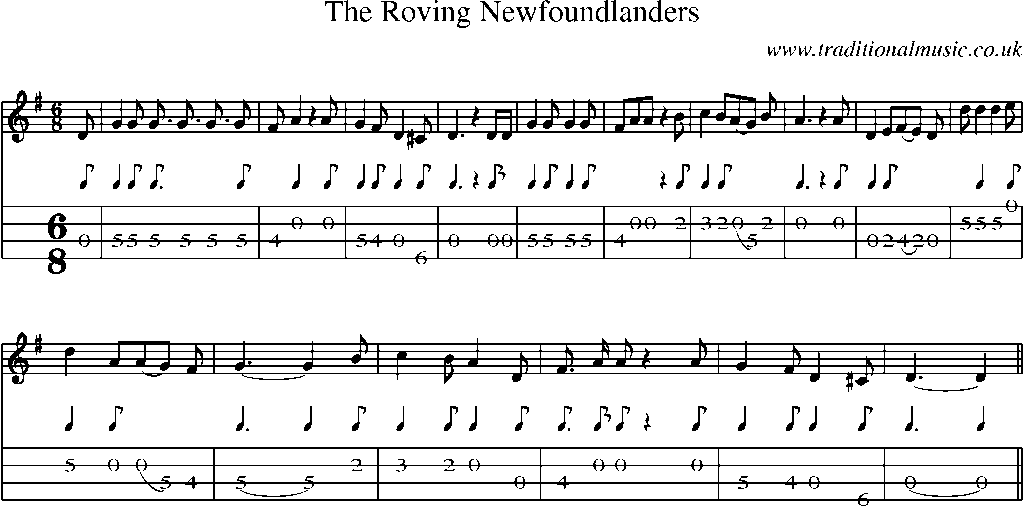 Mandolin Tab and Sheet Music for The Roving Newfoundlanders