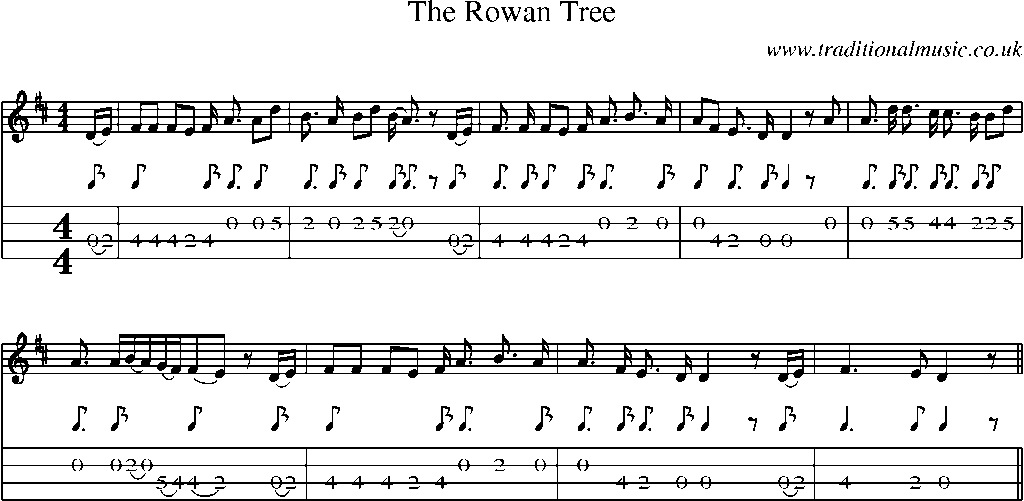 Mandolin Tab and Sheet Music for The Rowan Tree