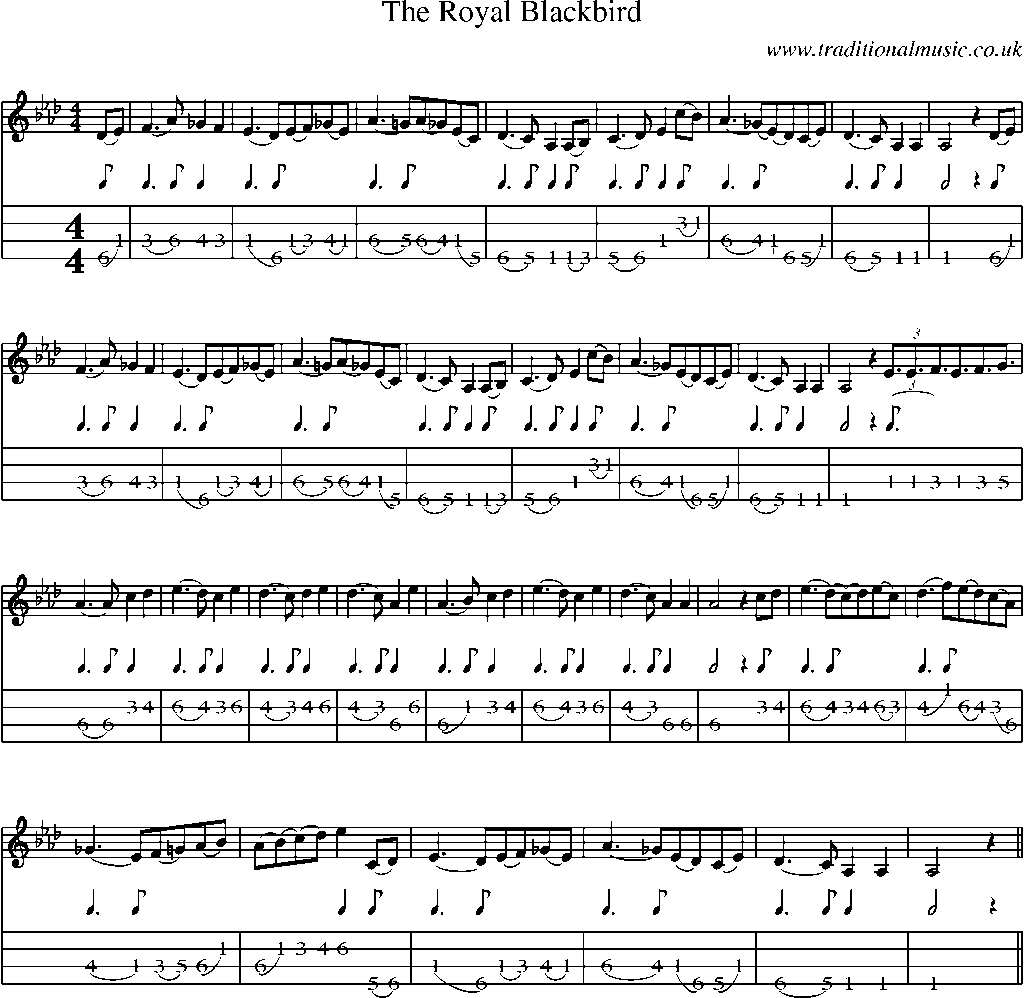 Mandolin Tab and Sheet Music for The Royal Blackbird