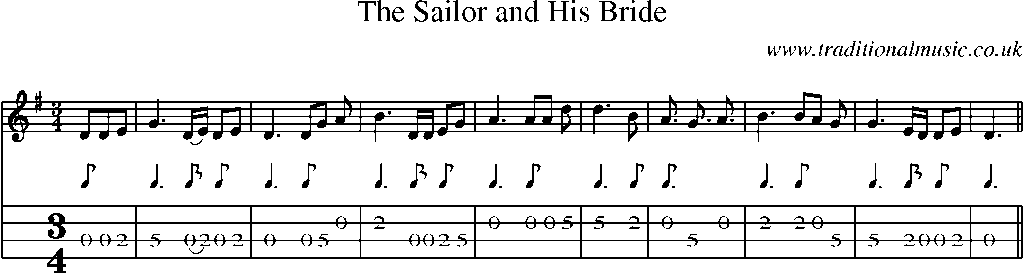 Mandolin Tab and Sheet Music for The Sailor And His Bride