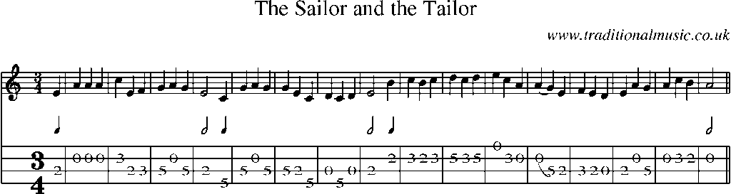 Mandolin Tab and Sheet Music for The Sailor And The Tailor