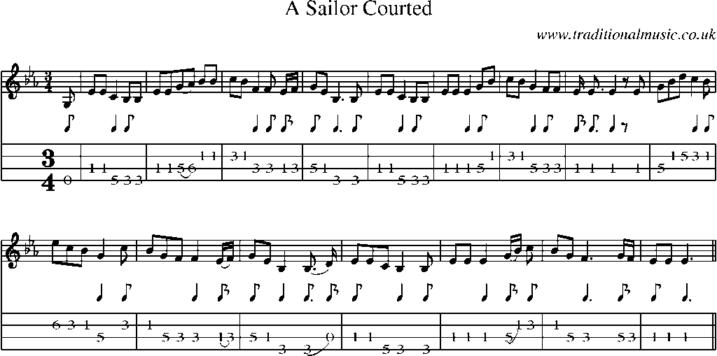 Mandolin Tab and Sheet Music for A Sailor Courted