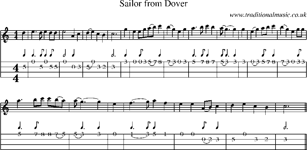 Mandolin Tab and Sheet Music for Sailor From Dover