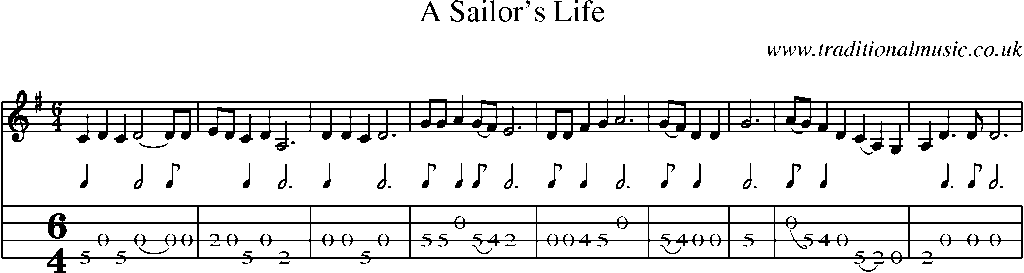 Mandolin Tab and Sheet Music for A Sailor's Life