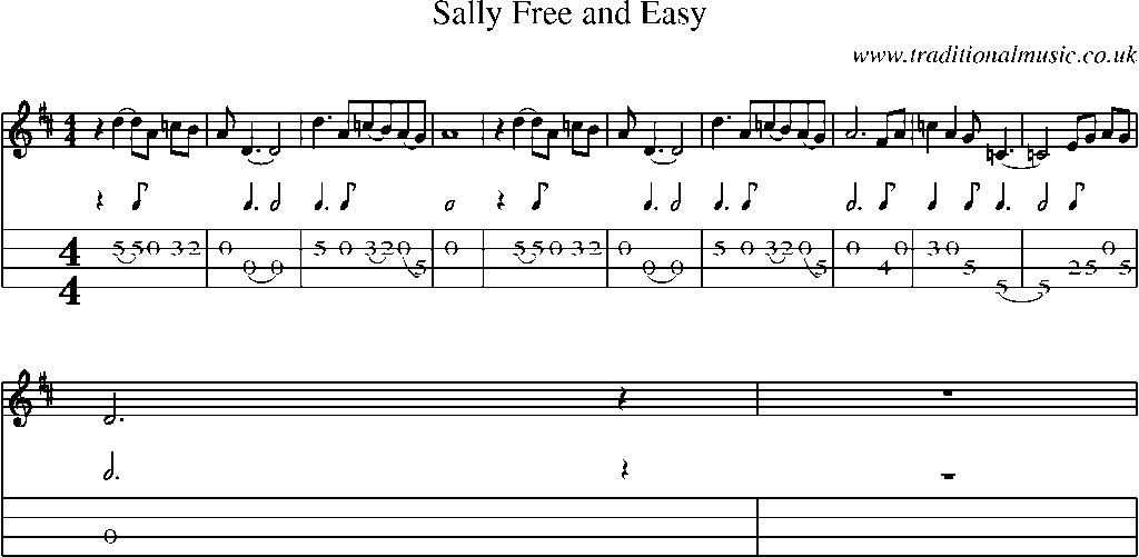 Mandolin Tab and Sheet Music for Sally Free And Easy