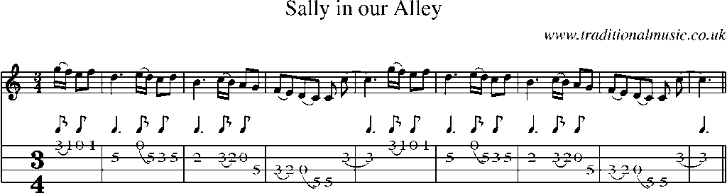 Mandolin Tab and Sheet Music for Sally In Our Alley