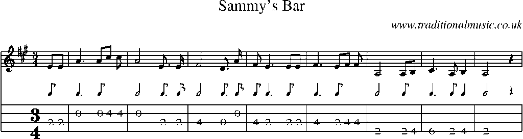 Mandolin Tab and Sheet Music for Sammy's Bar