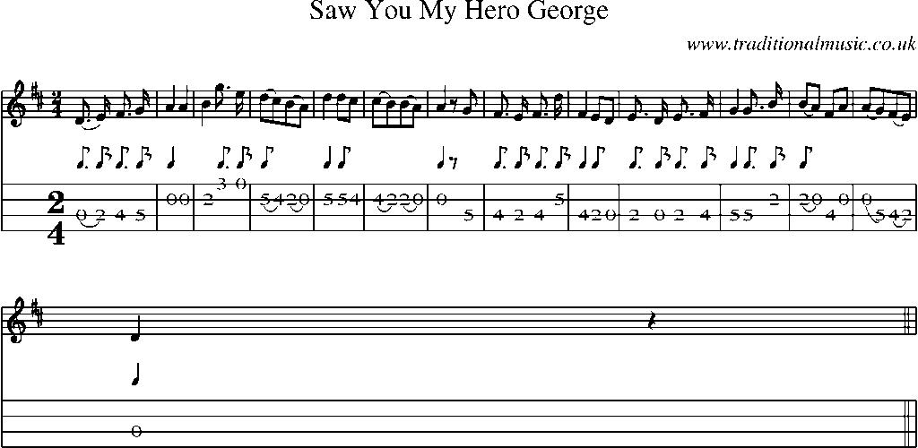 Mandolin Tab and Sheet Music for Saw You My Hero George