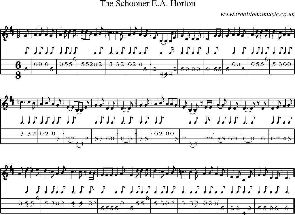 Mandolin Tab and Sheet Music for The Schooner E.a. Horton