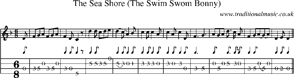 Mandolin Tab and Sheet Music for The Sea Shore (the Swim Swom Bonny)
