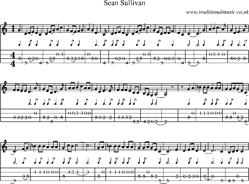 Mandolin Tab and Sheet Music for Sean Sullivan
