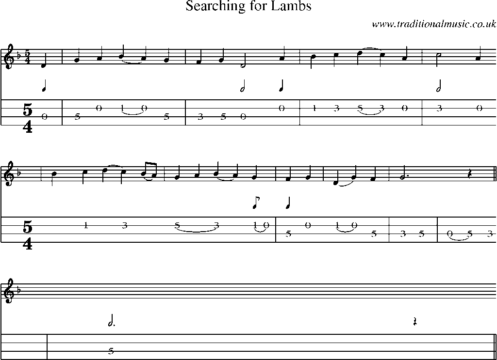 Mandolin Tab and Sheet Music for Searching For Lambs
