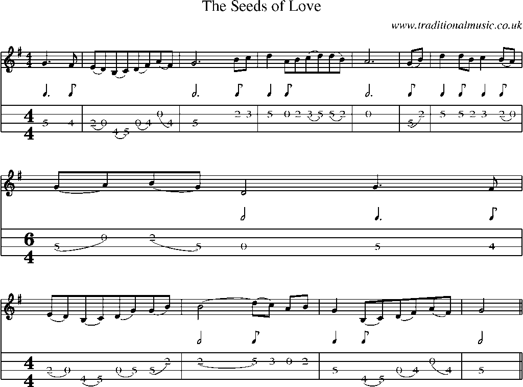 Mandolin Tab and Sheet Music for The Seeds Of Love