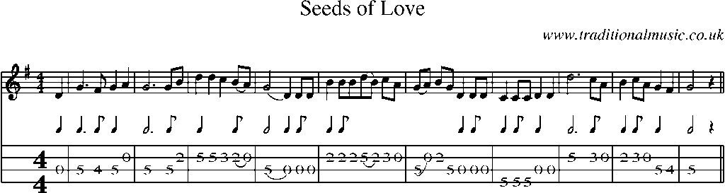 Mandolin Tab and Sheet Music for Seeds Of Love
