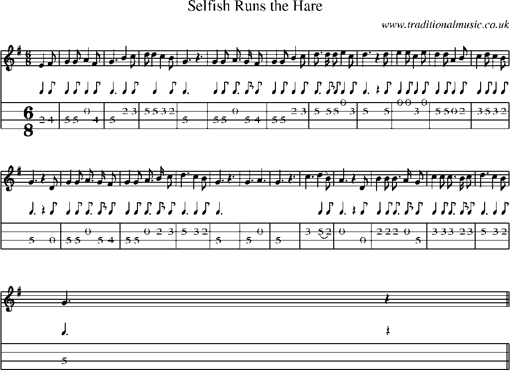 Mandolin Tab and Sheet Music for Selfish Runs The Hare