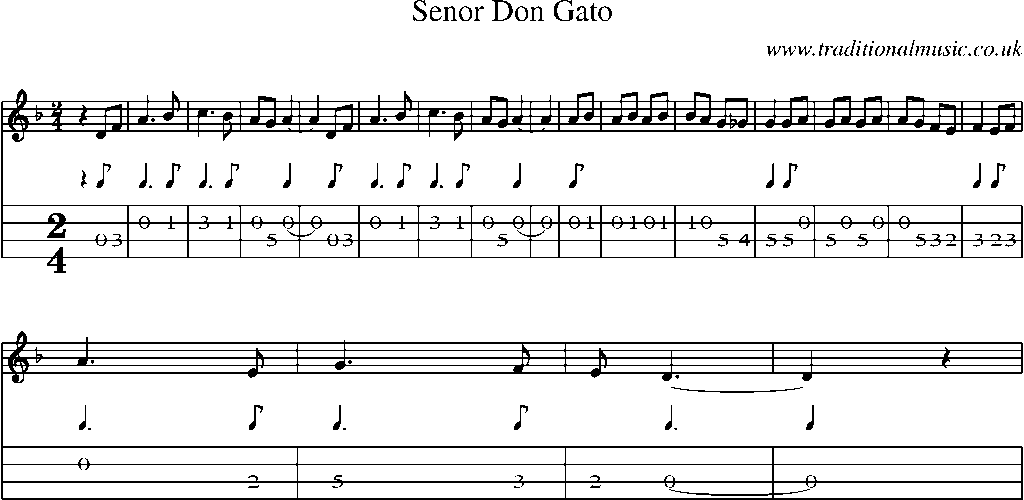 Mandolin Tab and Sheet Music for Senor Don Gato