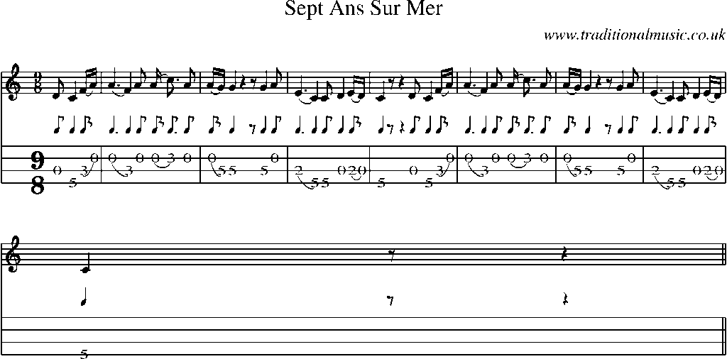 Mandolin Tab and Sheet Music for Sept Ans Sur Mer