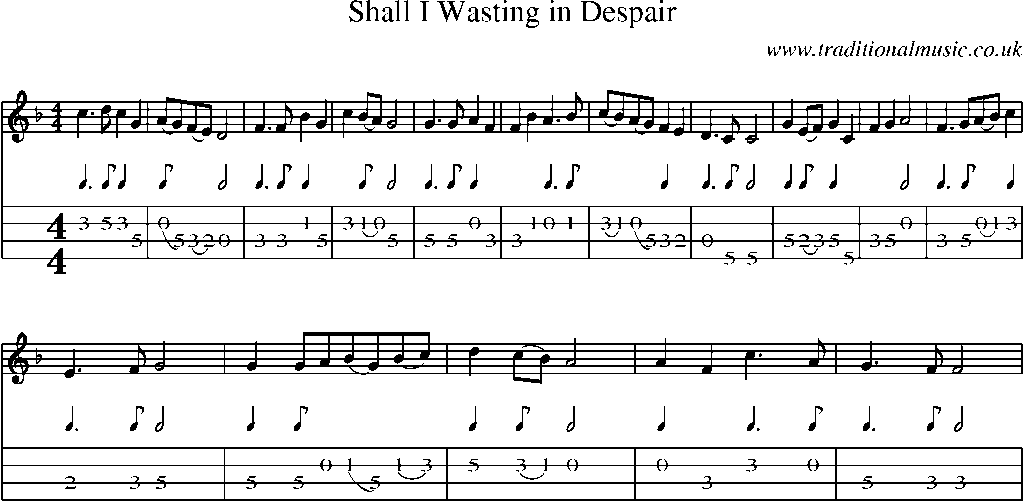 Mandolin Tab and Sheet Music for Shall I Wasting In Despair