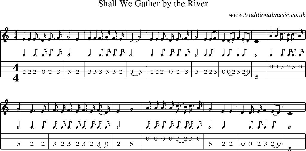 Mandolin Tab and Sheet Music for Shall We Gather By The River