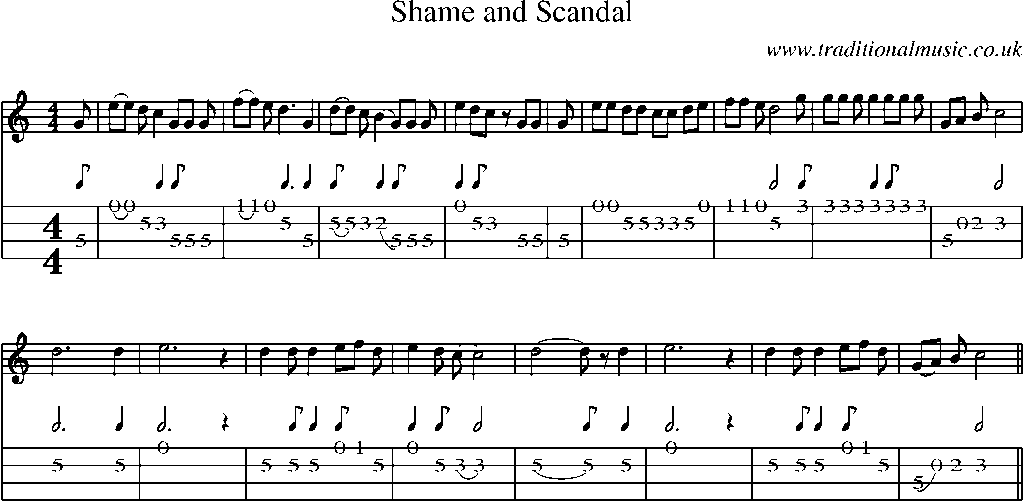 Mandolin Tab and Sheet Music for Shame And Scandal