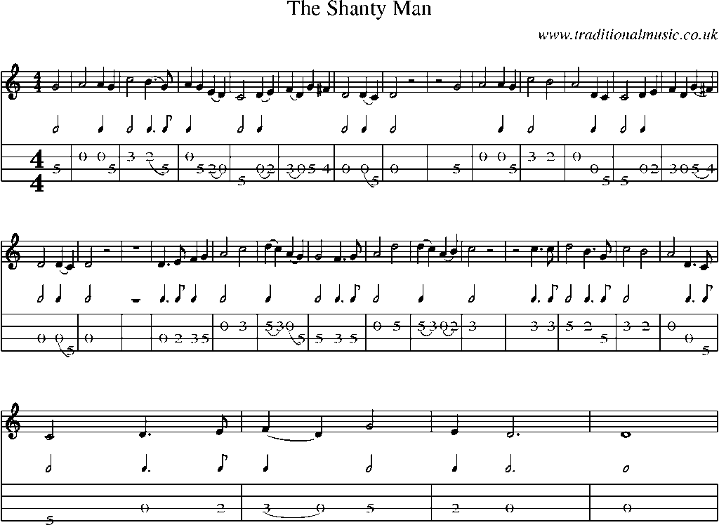 Mandolin Tab and Sheet Music for The Shanty Man