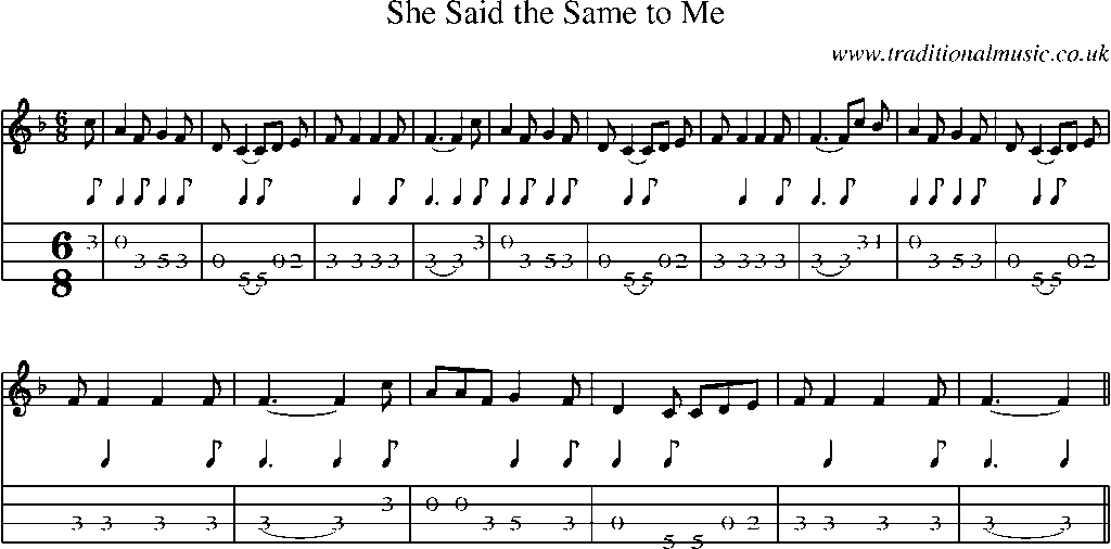 Mandolin Tab and Sheet Music for She Said The Same To Me
