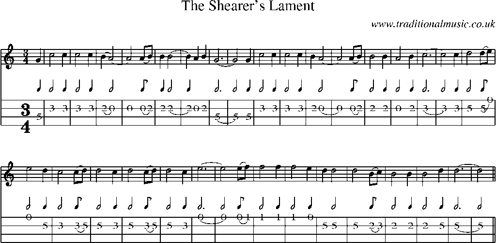 Mandolin Tab and Sheet Music for The Shearer's Lament