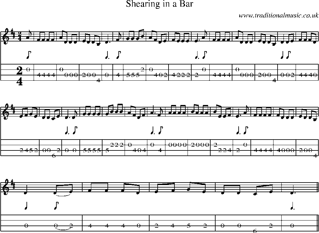 Mandolin Tab and Sheet Music for Shearing In A Bar