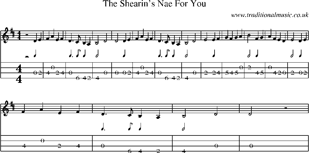 Mandolin Tab and Sheet Music for The Shearin's Nae For You