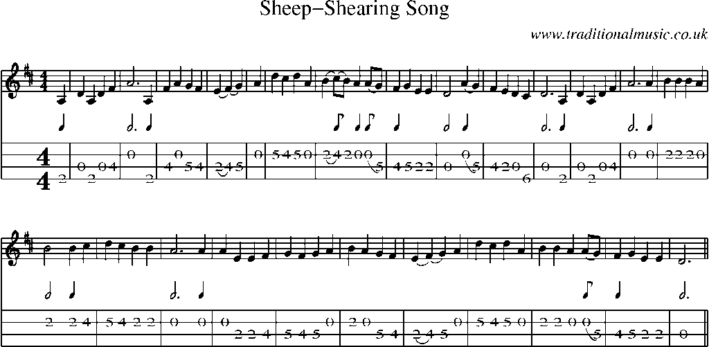 Mandolin Tab and Sheet Music for Sheep-shearing Song