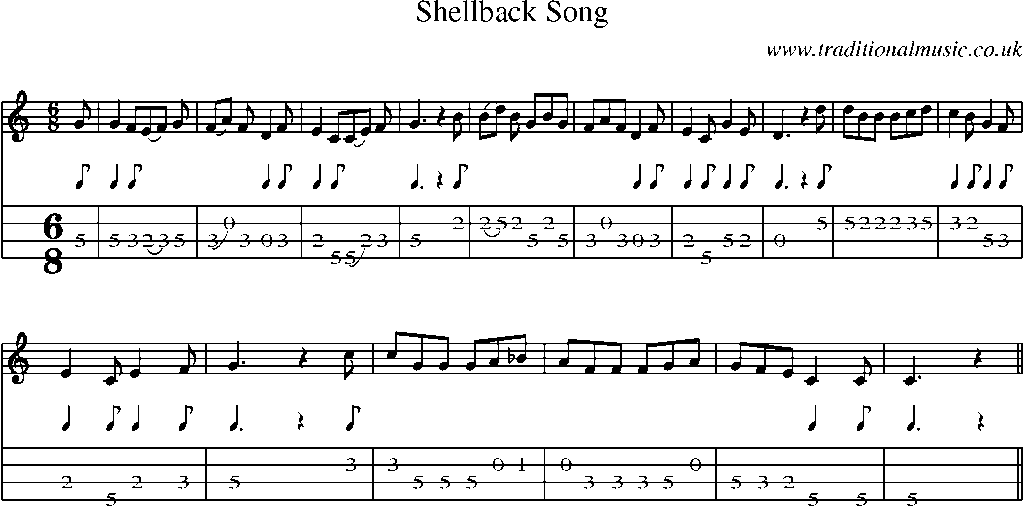 Mandolin Tab and Sheet Music for Shellback Song