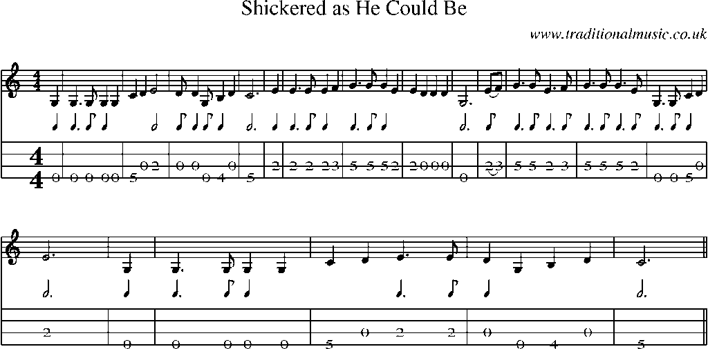 Mandolin Tab and Sheet Music for Shickered As He Could Be