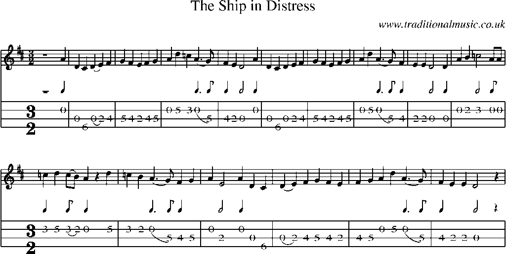 Mandolin Tab and Sheet Music for The Ship In Distress