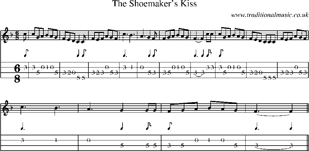 Mandolin Tab and Sheet Music for The Shoemaker's Kiss