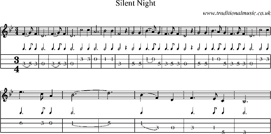 Mandolin Tab and Sheet Music for Silent Night