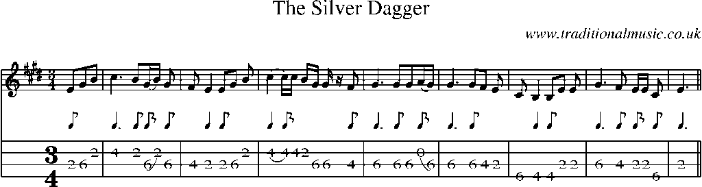 Mandolin Tab and Sheet Music for The Silver Dagger